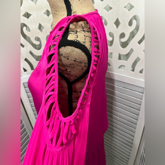 Ramy Brook Shelby Cold Shoulder Dress Hot Pink - Picture 8 of 12